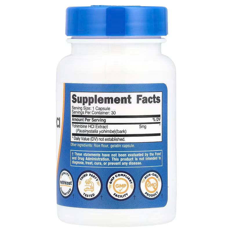 Yohimbina HCL 30/120 capsulas | Nutricost