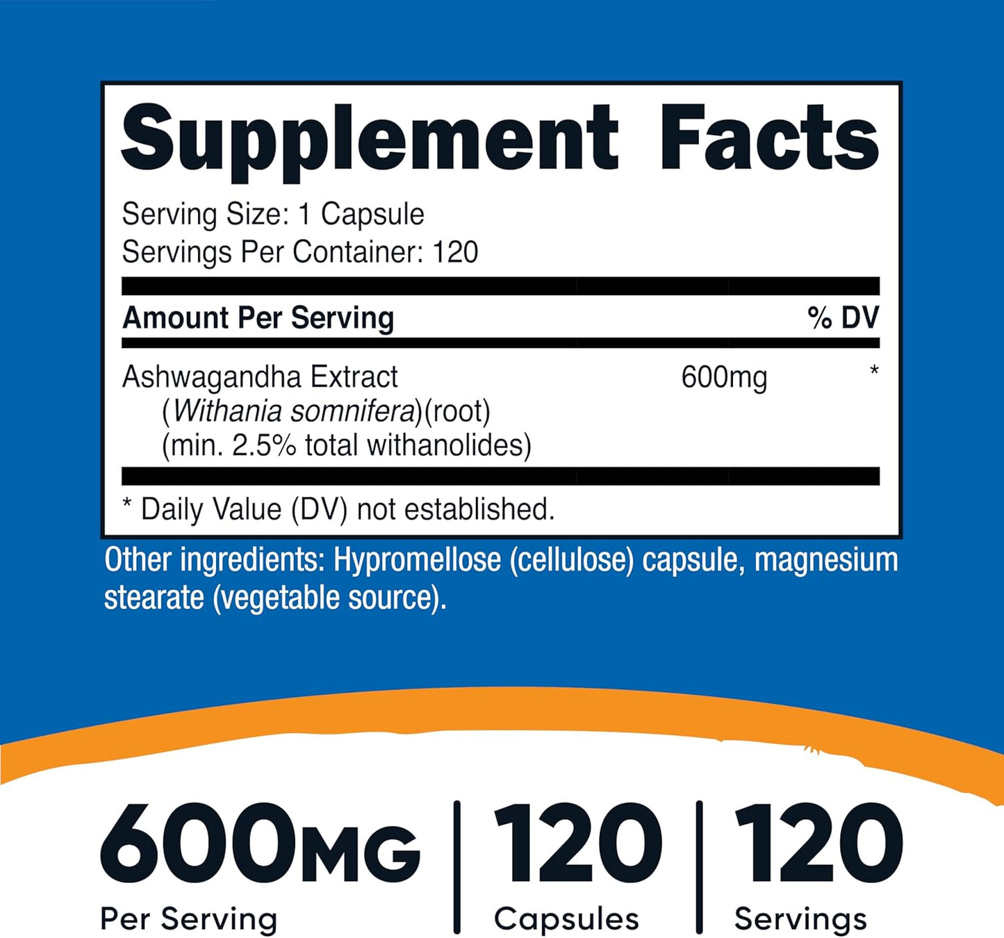 Ashwagandha | 120 capsulas | Nutricost