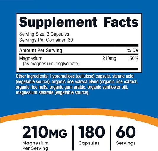 Bisglicinato de magnesio 180caps | Nutricost