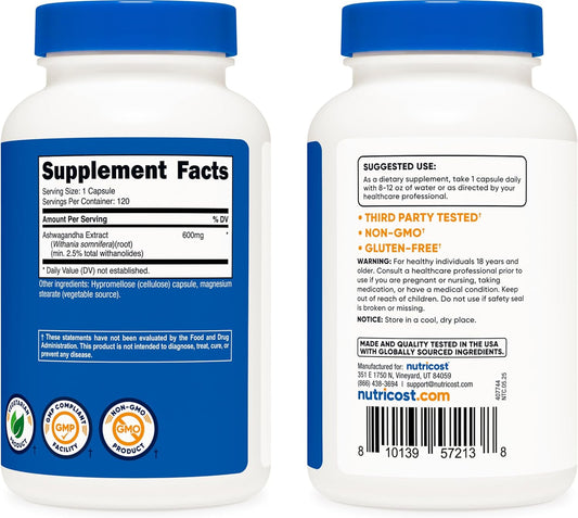 Ashwagandha | 120 capsulas | Nutricost