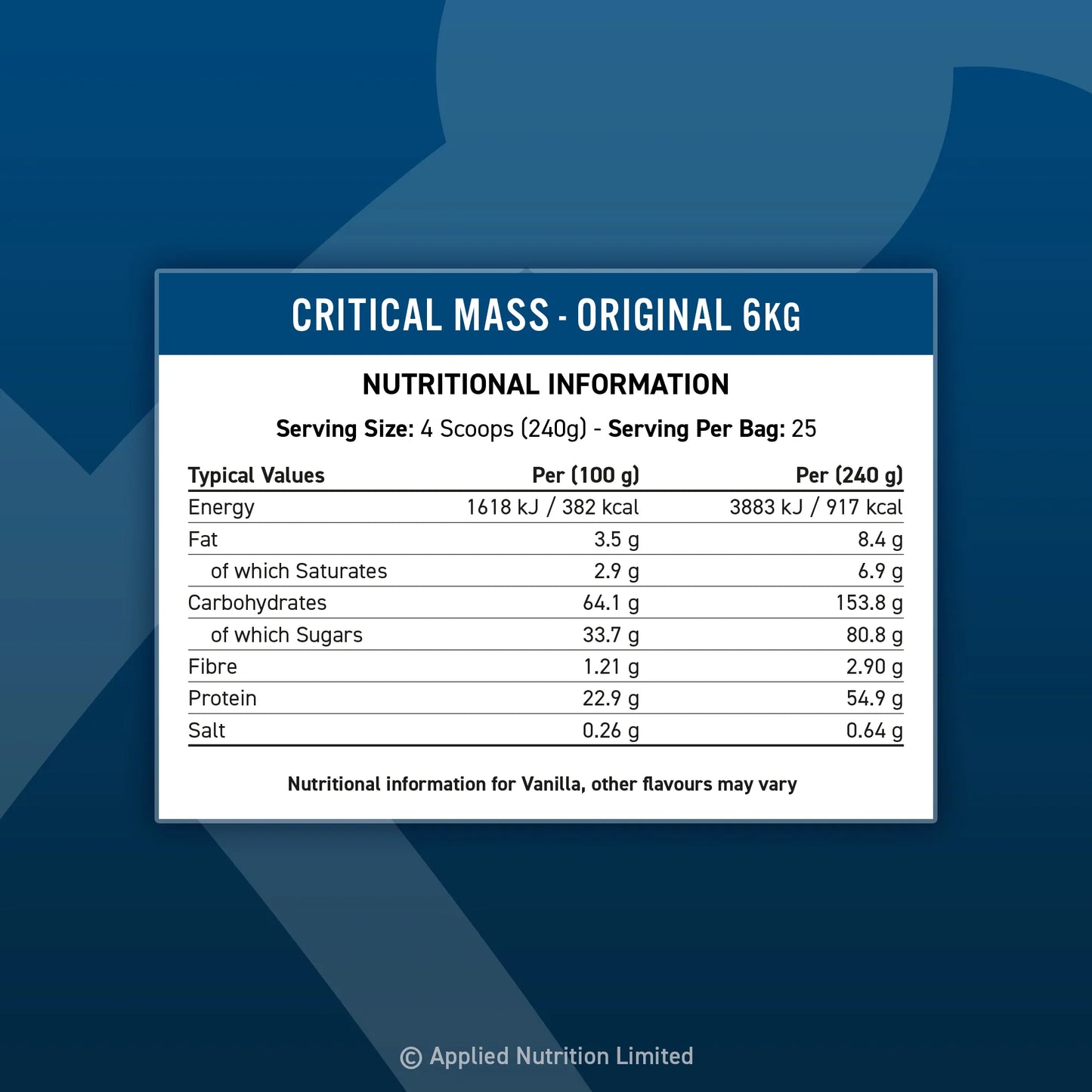 Critical High Mass Gainer 6kg | Applied Nutrition - Cookies and Cream