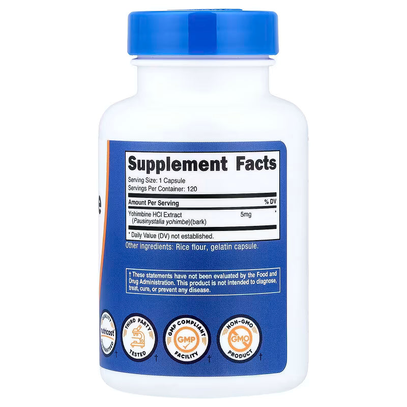 Yohimbina HCL 30/120 capsulas | Nutricost
