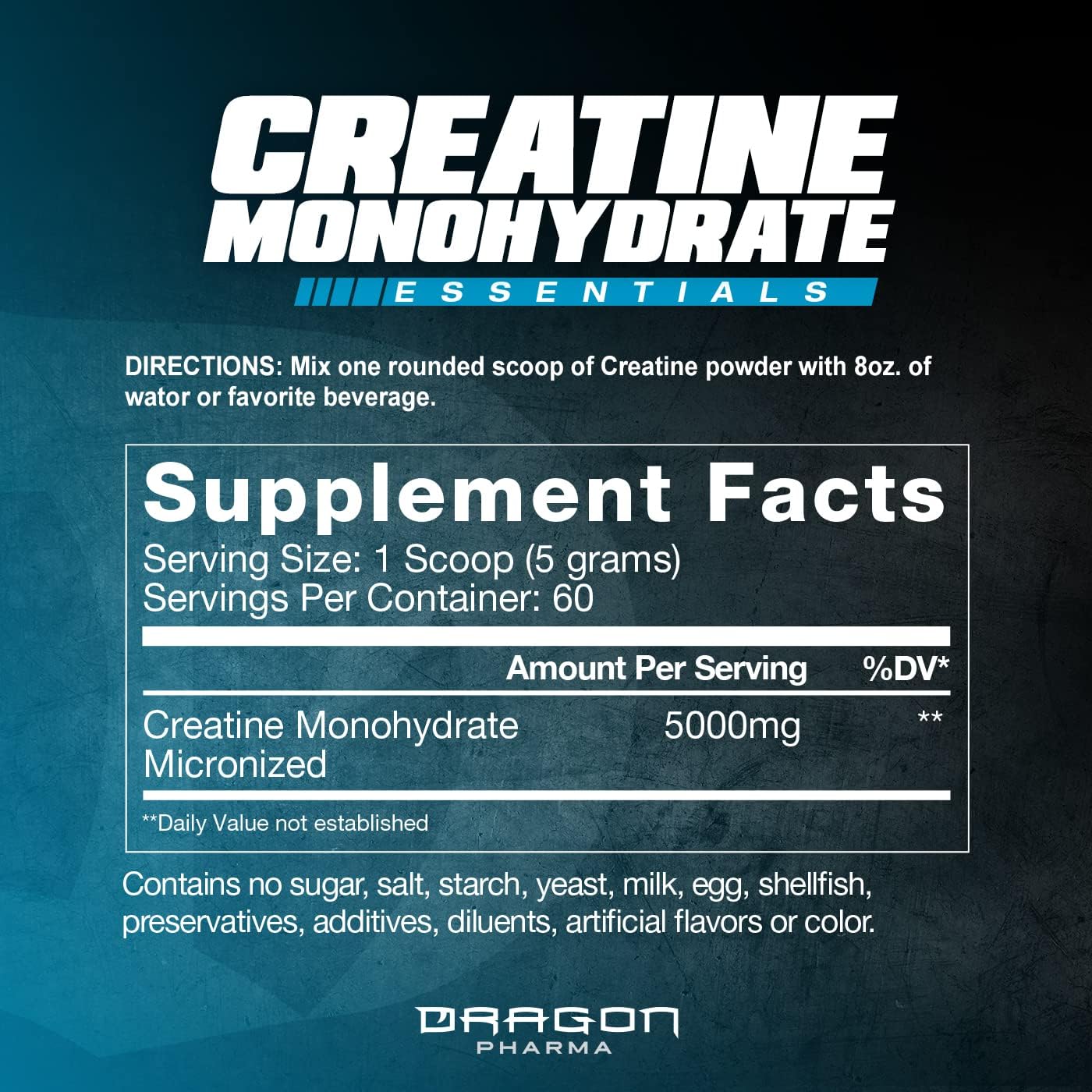 Creatina Monohidratada 60serv | Dragon pharma