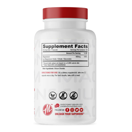 Magnesio 90 Cápsulas | Metabolic Nutrition