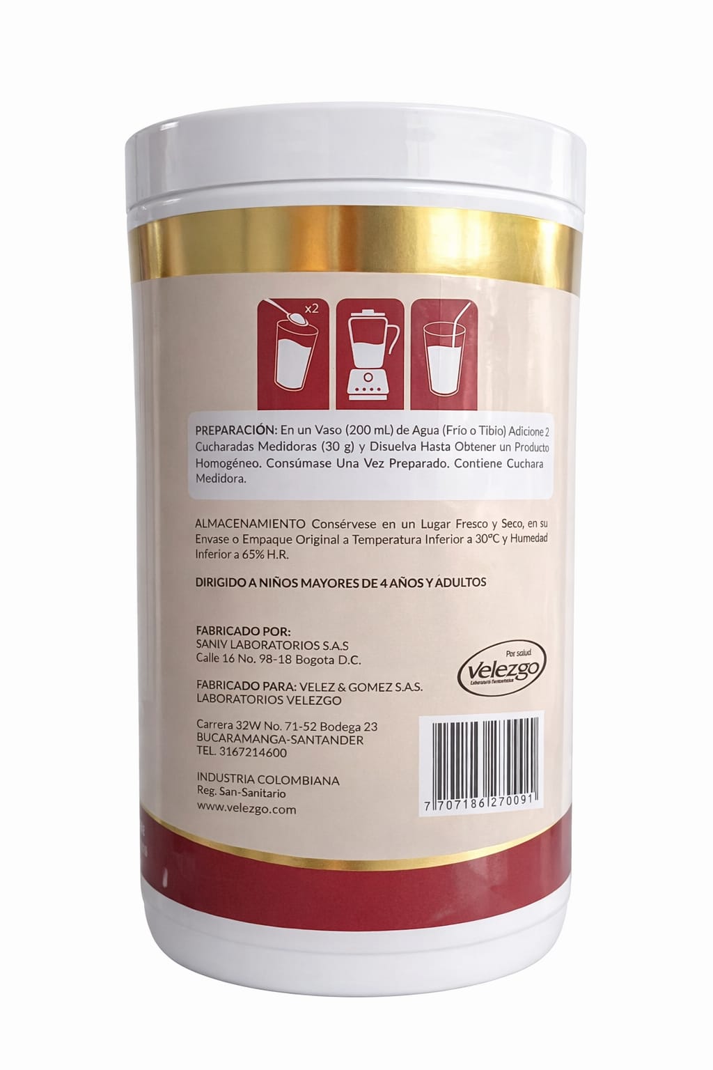 Calcivel + Calcio + D3 en polvo 800g | Velezgo