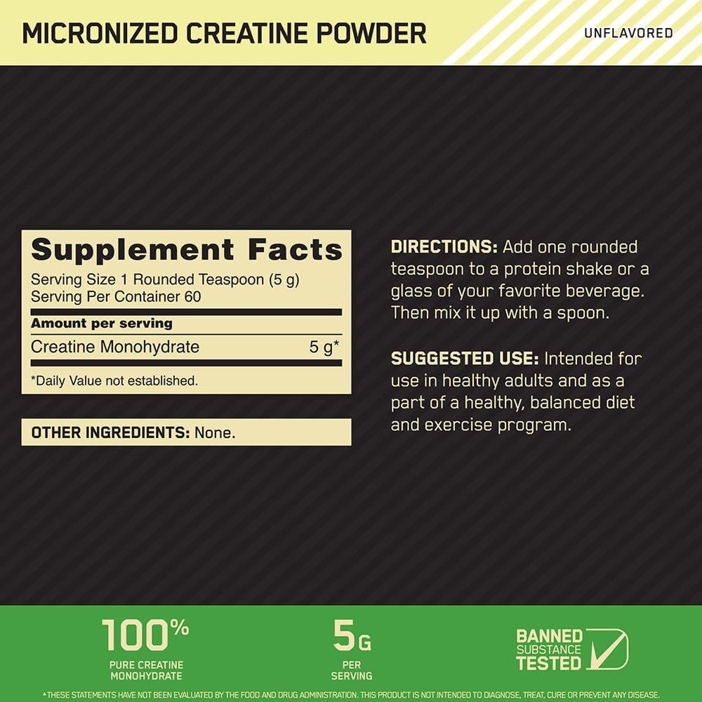 Creatina Powder Micronizada 300g | 60 Servicios | Optimum Nutrition